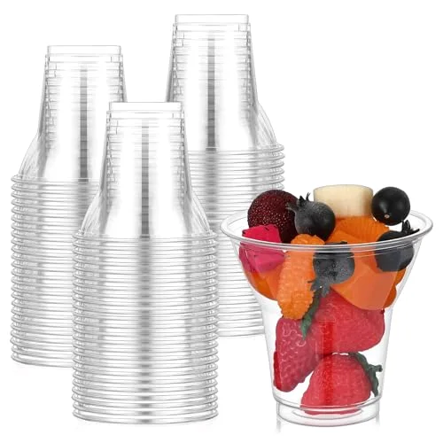 Plastic Parfait Cups Root Beer Float Cups Peanut Buster Parfait Glasses Classic Disposable Crystal Milkshake Mugs for Sundae Yogurt Ice Cream Christmas Party Drinks () view 6