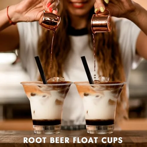 Plastic Parfait Cups Root Beer Float Cups Peanut Buster Parfait Glasses Classic Disposable Crystal Milkshake Mugs for Sundae Yogurt Ice Cream Christmas Party Drinks () view 10