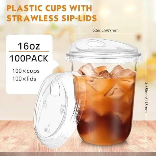Plastic Cups with Sip Lids Disposable Cups view 8