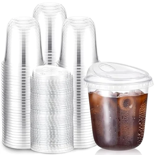 Plastic Cups with Sip Lids Disposable Cups