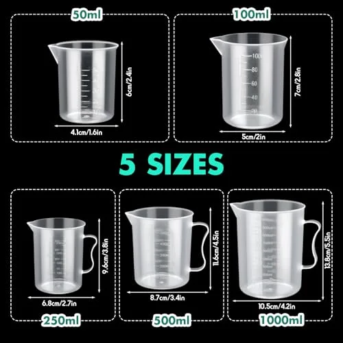 Beakers and Test Tubes Set Including 3 Graduated Cylinder 5 Plastic Beakers 3 Erlenmeyer Flask 10 Droppers 6 Plastic Test Tubes with Rack for Home Science Lab Party DIY view 3