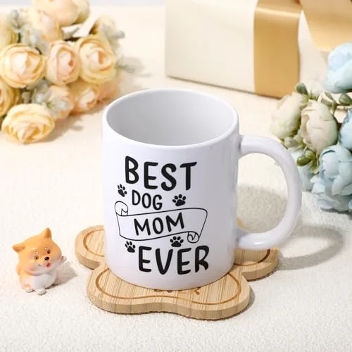 Best Dog Mom Ever Mug with Bamboo Coasters Dog Mom Mothers Day Gifts for Women Paw Puppy Coffee Cup Birthday Gifts for Pet Animal Lovers(Dogmom) view 5