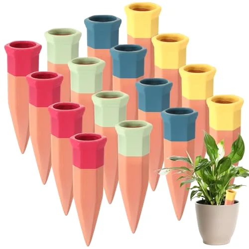 Terracotta Watering Spikes Colorful Automatic Self Watering Stakes Slow Release Vacation Plant Waterer Devices for Indoor Outdoor Plants