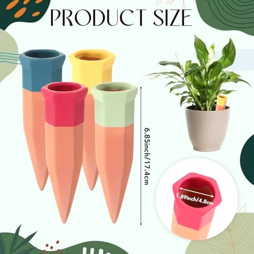 Terracotta Watering Spikes Colorful Automatic Self Watering Stakes Slow Release Vacation Plant Waterer Devices for Indoor Outdoor Plants view 2