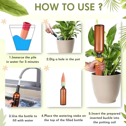 Terracotta Watering Spikes Colorful Automatic Self Watering Stakes Slow Release Vacation Plant Waterer Devices for Indoor Outdoor Plants view 4