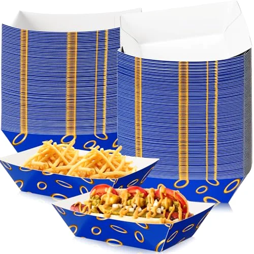 Video Game Party Favors Paper Food Trays Boat 2lb with Ring Print Themed Disposable Nacho Trays Video Game Kraft Paper Boat for Christmas Tacos Concession for Birthday Party