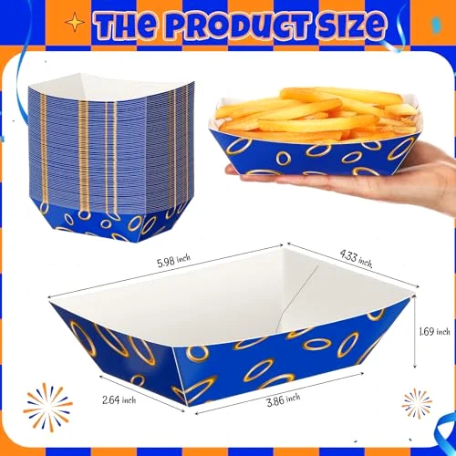 Video Game Party Favors Paper Food Trays Boat 2lb with Ring Print Themed Disposable Nacho Trays Video Game Kraft Paper Boat for Christmas Tacos Concession for Birthday Party view 2
