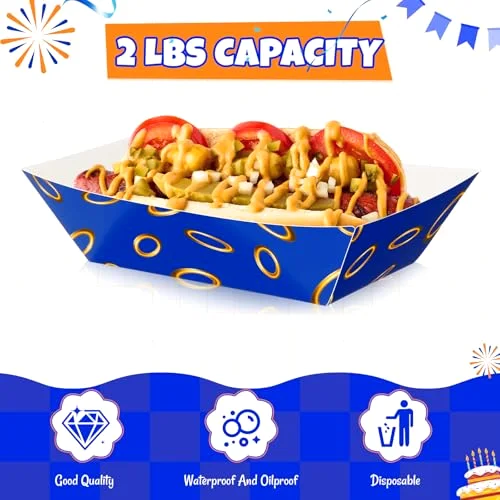 Video Game Party Favors Paper Food Trays Boat 2lb with Ring Print Themed Disposable Nacho Trays Video Game Kraft Paper Boat for Christmas Tacos Concession for Birthday Party view 3