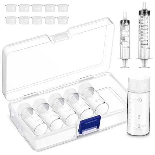 Liquid Medicine Travel Container Scale Glass Bottles, Single Dose Medicine Bottles Dispenser with Leak-proof Plug and& Plastic Syringe Travel Essentials Accessories()