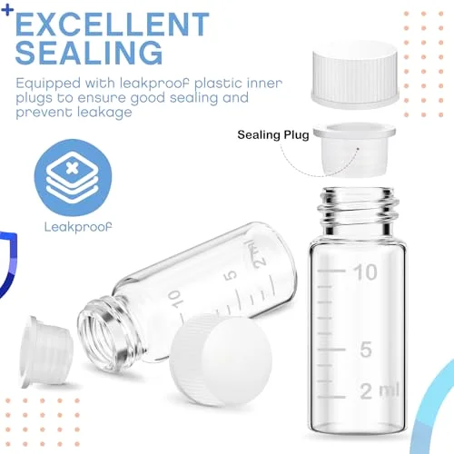 Liquid Medicine Travel Container Scale Glass Bottles, Single Dose Medicine Bottles Dispenser with Leak-proof Plug and& Plastic Syringe Travel Essentials Accessories() view 3