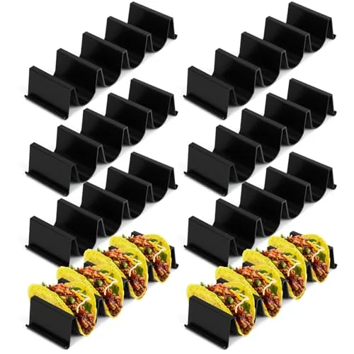 Taco Holder Stands Set of 8 Large Tray Plates Plastics Shell Holder for Taco Tuesday Night Mexican Festival Party Supplies, Dishwasher Microwave Safe