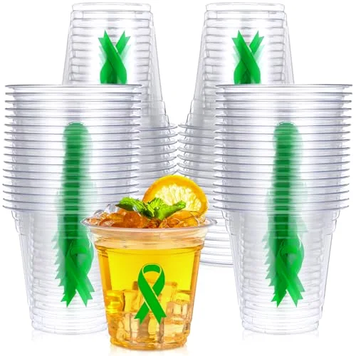 Mental Health Awareness Items Ribbon Plastic Cups Bulk Ribbon Disposable Cups for Survivor Fighter Fundraiser Month