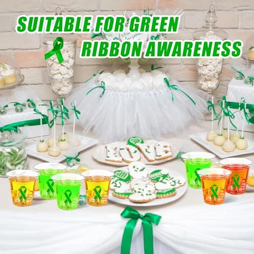 Mental Health Awareness Items Ribbon Plastic Cups Bulk Ribbon Disposable Cups for Survivor Fighter Fundraiser Month view 4