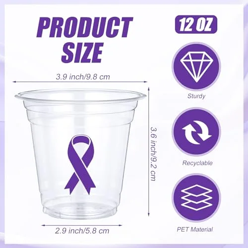 Ribbon Cups Cancer Awareness Epilepsy Pancreatic Cancer Ribbon Domestic Violence Awareness Alzheimers for Party Decorations Supplies view 2