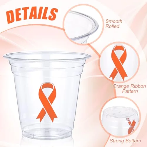Cancer Awareness Plastic Cups Bulk Leukemia Awareness Products Ribbon Disposable Cups for Leukemia Kidney Cancer Sclerosis Lymphoma Buttons view 3