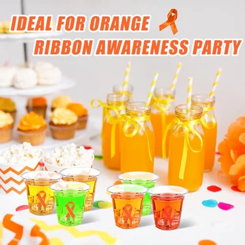 Cancer Awareness Plastic Cups Bulk Leukemia Awareness Products Ribbon Disposable Cups for Leukemia Kidney Cancer Sclerosis Lymphoma Buttons view 5