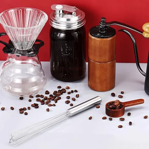 Espresso Whisk Tool 10.6" Long Handle Mini Whisk for Coffee Stirring Stainless Steel Triangular Design Fit Coffee Chocolate Milk, Mixing Tool for Commercial Home Use view 10
