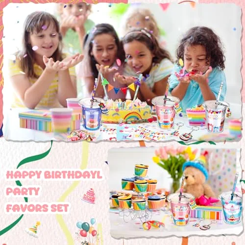Classroom Birthday Gifts for Students Goodie Bag Cup Fillers Birthday Party Favors Supplies Include Goodie Cups Pencil Eraser Keychain Sticker Greeting Card for Prizes Rewards view 3