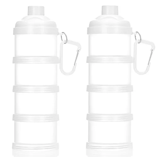 Protein Powder Travel Container with Funnels Stand, 4 Layers Stackable Travel Powder Container Formula Supplement Organizer Storage Holder for Workout Fitness() view 6