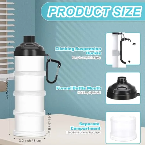 Protein Powder Travel Container with Funnels Stand, 4 Layers Stackable Travel Powder Container Formula Supplement Organizer Storage Holder for Workout Fitness() view 2