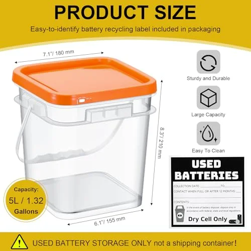 Battery Recycling Disposal Container with Label view 2