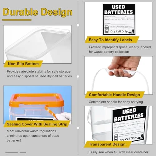 Battery Recycling Disposal Container with Label view 3