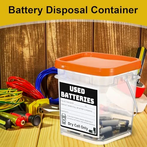 Battery Recycling Disposal Container with Label view 4