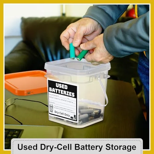Battery Recycling Disposal Container with Label view 5