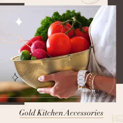 Kitchen Accessories Set Includes 3 Mixing Bowls with Airtight Lids Stainless Steel Colander Grater Slicer and Fine Mesh Strainer (Mixing Bowls: 3.7/5/7 Qt, Colander: 5 Qt) view 9