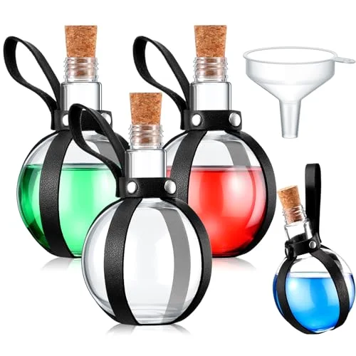 Plastic Potion Bottle with Cork Leather Belt, Coffee