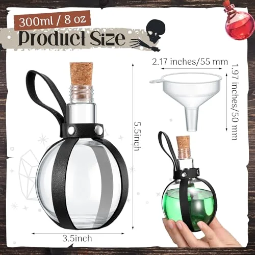 Plastic Potion Bottle with Cork Leather Belt, Coffee view 2