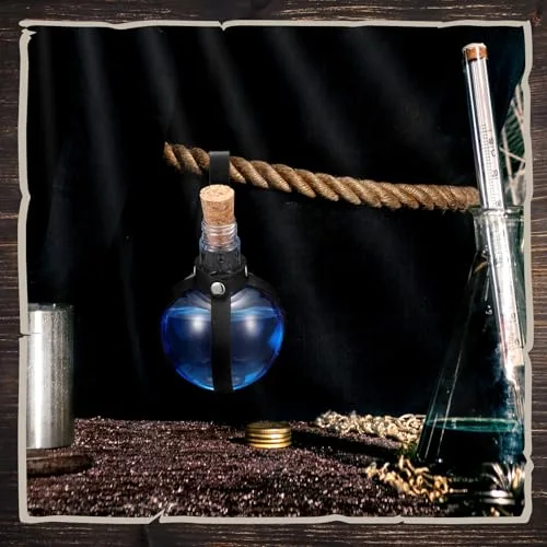 Plastic Potion Bottle with Cork Leather Belt, Coffee view 3