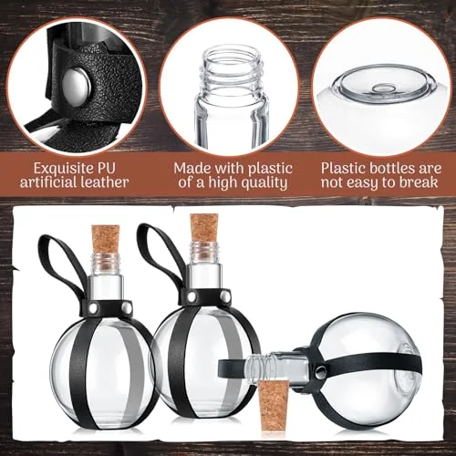 Plastic Potion Bottle with Cork Leather Belt, Coffee view 4