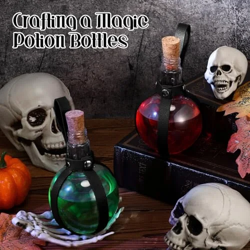 Plastic Potion Bottle with Cork Leather Belt, Coffee view 5