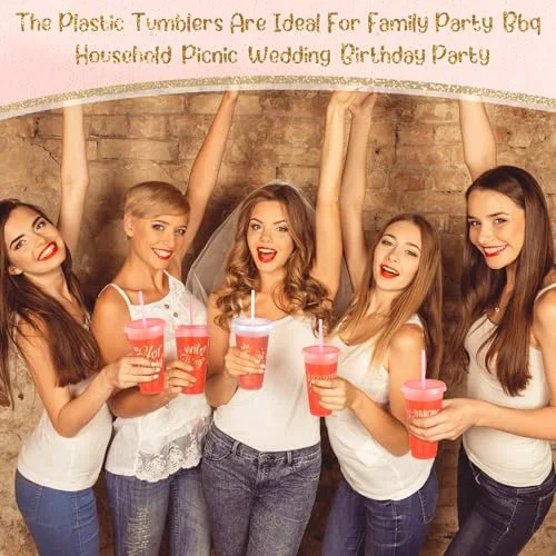 Birthday Party Glitter Tumblers Squad Plastic Tumblers with Lid and Straw for 20th 30th 40th 50th 60th Birthday Decorations Favor for Women Adults () view 5