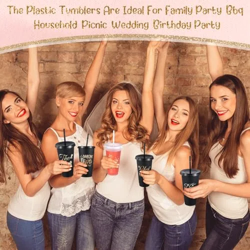 Birthday Party Glitter Tumblers Squad Plastic Tumblers with Lid and Straw for 20th 30th 40th 50th 60th Birthday Decorations Favor for Women Adults () view 9