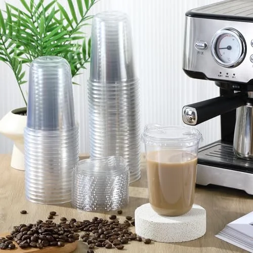 Plastic Cups with Lids Disposable Iced Coffee view 2
