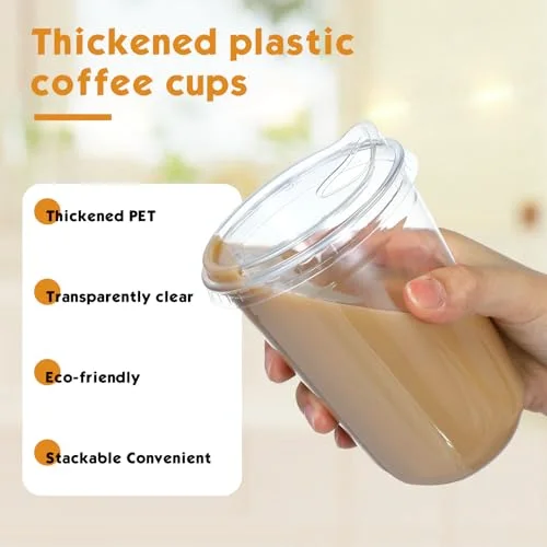 Plastic Cups with Lids Disposable Iced Coffee view 3