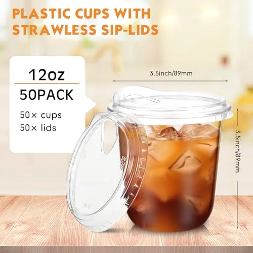 Plastic Cups with Lids Disposable Iced Coffee view 8