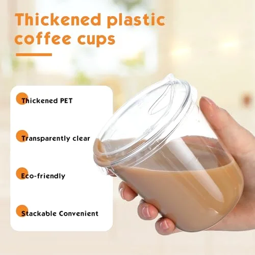 Plastic Cups with Lids Disposable Iced Coffee view 9