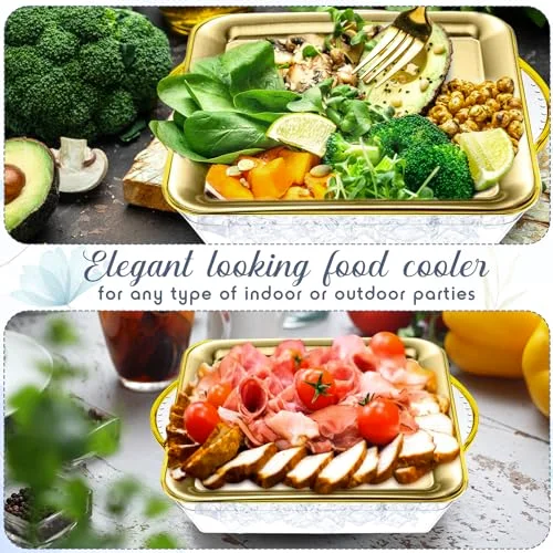 9" Chilled Serving Tray for Parties with Compartments Ice Chilled Party Platter Charcuterie Serving Board Cold Dish Dip with Forks Tongs for Fruit Seafood Vegetable Appetizer() view 9