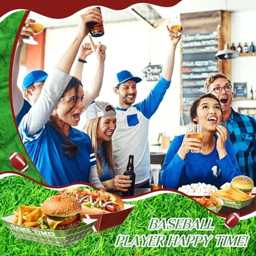 Game Day 2lb Football Party Supplies Paper Food Trays Boat, Disposable Serving Tray Kraft Paper Boat for Tacos Concession for Birthday Football Balls Sports Themed Party Favors view 5