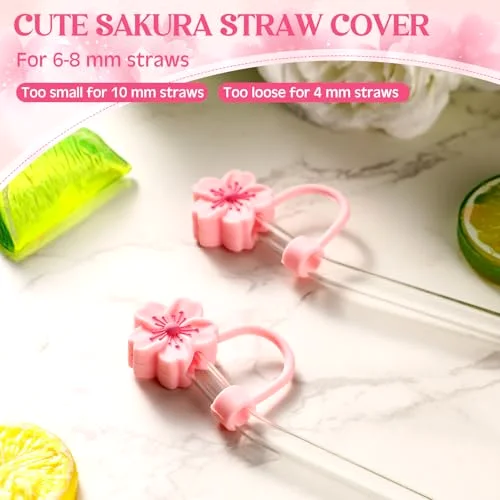 Cherry Blossom Glass Cup Aesthetic Sakura Coffee Cup with Bamboo Lid Straw Cleaning Brush and Flowers Straw Cover Cap for Mother's Day Wedding Birthday Gift(Frosted Style) view 4