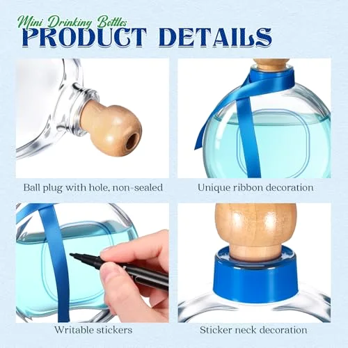 / Don Julio Tequila Bottles with Cork and Straw Mini Empty Flat Patron Bottles Reusable Tiny Liquor Jar Shot Glass with Silk Ribbon for Wedding Party Decoration view 8