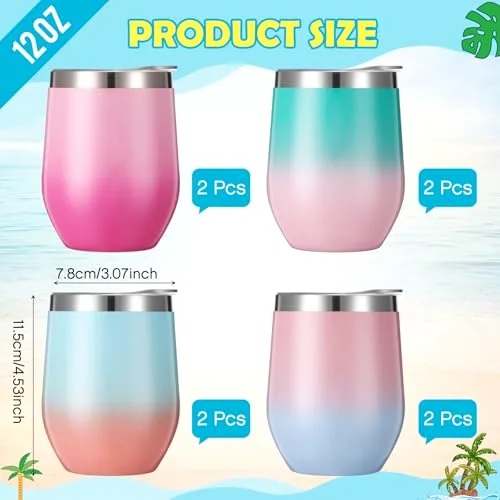 Wine Tumbler Bulk with Lid Gradient Color Stainless Steel Insulated Wine Tumbler Bachelorette Cups Reusable Travel Mug for Women Mother Wedding Party(Gradient) view 7