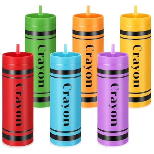 Graduation Gifts 2026 Crayon Colo Skinny Tumblers with Lid and Straw Plastic Reusable Cups Bulk for Class of 2026 Graduate College Students Women Men Party Favors