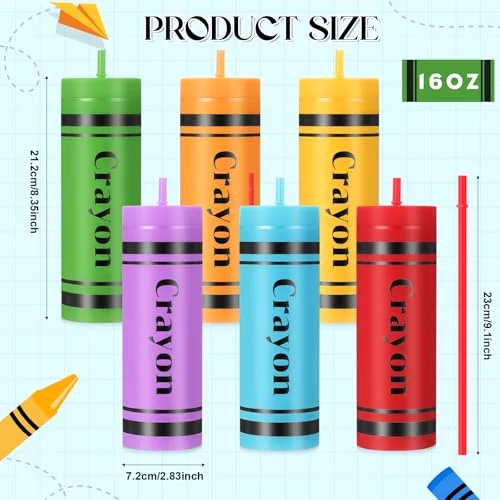 Graduation Gifts 2026 Crayon Colo Skinny Tumblers with Lid and Straw Plastic Reusable Cups Bulk for Class of 2026 Graduate College Students Women Men Party Favors view 2