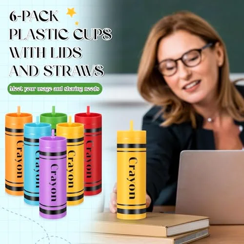 Graduation Gifts 2026 Crayon Colo Skinny Tumblers with Lid and Straw Plastic Reusable Cups Bulk for Class of 2026 Graduate College Students Women Men Party Favors view 4
