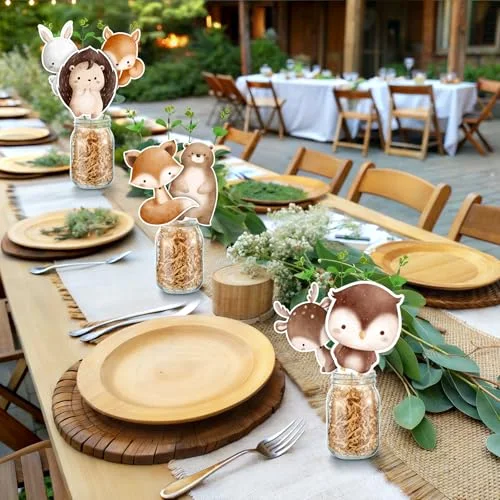 Woodland Animals Baby Shower Table Centerpieces Decoration Forest Animal Mason Jar Vase Artificial Flowers Sh Filler for Woodland Creature Birthday Camp Party Decor view 3