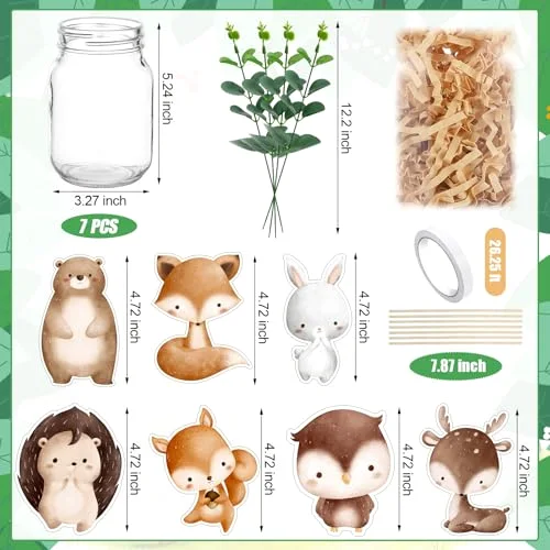 Woodland Animals Baby Shower Table Centerpieces Decoration Forest Animal Mason Jar Vase Artificial Flowers Sh Filler for Woodland Creature Birthday Camp Party Decor view 5